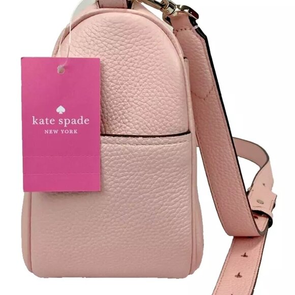 NWT KATE SPADE NEW YORK Crossbody Smoosh 2way Chalk Pink Shoulder Bag Leather - Picture 5 of 11
